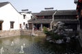 Traditional houses along the Grand Canal, ancient town of Yuehe in Jiaxing, China Royalty Free Stock Photo