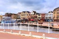 Traditional houses, canal in Leiden, Netherlands Royalty Free Stock Photo