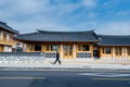 Traditional houses in the city of Suwon of South Korea near the Hwaseong Fortress, traditional landmark in the city of Suwon