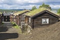 Traditional houses of the copper mines town of Roros, Norway. Royalty Free Stock Photo