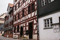 Traditional houses in German style in the city of Furth in Bavaria. German architecture of houses.