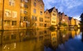 Traditional Houses in Ghent, Belgium At Night