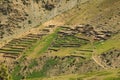 Traditional Houses on the Green Forest Rocks in Pakistani Mountains Royalty Free Stock Photo