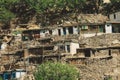 Traditional Houses on the Green Forest Rocks in Pakistani Mountains Royalty Free Stock Photo