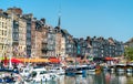 Traditional houses in the harbour of Honfleur. Normandy, France Royalty Free Stock Photo