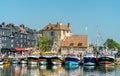 Traditional houses in the harbour of Honfleur. Normandy, France Royalty Free Stock Photo