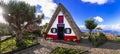 Traditional houses of Madeira island, Santana town Royalty Free Stock Photo