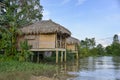 Traditional houses on Mekong river, Vietnam Royalty Free Stock Photo