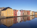 Traditional houses beside the River Nidelva in Trondheim, Norway Royalty Free Stock Photo