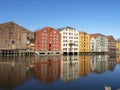 Traditional houses beside the River Nidelva in Trondheim, Norway