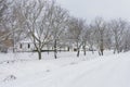 Traditional houses in small village during heavy snow fall ,Hungary Royalty Free Stock Photo