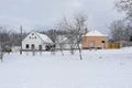 Traditional houses in small village during heavy snow fall ,Hungary Royalty Free Stock Photo