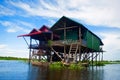 Traditional houses on stilts. Kampong Phluk village Siem Reap, Northern-central Cambodia. Royalty Free Stock Photo