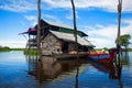 Traditional houses on stilts. Kampong Phluk village Siem Reap, Northern-central Cambodia Royalty Free Stock Photo