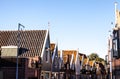 Traditional houses & streets in Holland town Volendam, Netherlands Royalty Free Stock Photo