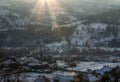 Traditional houses in Transylvania region, Apuseni Mountains, Romania, in winter Royalty Free Stock Photo