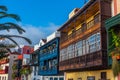 Traditional houses with wooden balconies at Santa Cruz de la Palma, Canary islands, Spain Royalty Free Stock Photo