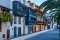 Traditional houses with wooden balconies at Santa Cruz de la Palma, Canary islands, Spain Royalty Free Stock Photo