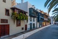 Traditional houses with wooden balconies at Santa Cruz de la Palma, Canary islands, Spain Royalty Free Stock Photo