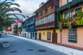 Traditional houses with wooden balconies at Santa Cruz de la Palma, Canary islands, Spain Royalty Free Stock Photo