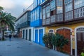 Traditional houses with wooden balconies at Santa Cruz de la Palma, Canary islands, Spain Royalty Free Stock Photo