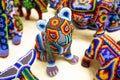 Traditional huichol bead ornament figures mexican culture Royalty Free Stock Photo