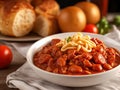 Traditional Hungarian Goulash served with spaetzle. Fresh bread, tomatoes and onions