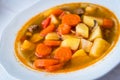 Traditional Hungarian hot goulash soup. Top view Royalty Free Stock Photo