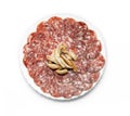 Traditional Iberian Salami Sausage dish Salchichon Iberico Royalty Free Stock Photo