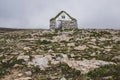 Traditional Iceland wooden house with stone walls, roof covered with moss Royalty Free Stock Photo