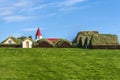 Traditional Icelandic farm Glaumbaer composed of turf houses in Northern Iceland