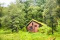 Traditional icelandic house with green turf roof Royalty Free Stock Photo