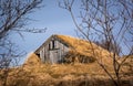 A traditional icelandic turf house in Arbaersafn, Reykjavik, Iceland. Royalty Free Stock Photo