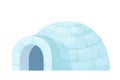 Traditional igloo from snow in cartoon style isolated on white background. Icehouse outdoor, eskimo culture, anarctic