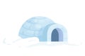 Traditional igloo from snow in cartoon style isolated on white background. Icehouse outdoor, eskimo culture, anarctic