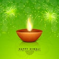 Traditional illuminated lit lamp for Diwali celebration. Royalty Free Stock Photo