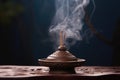 traditional incense holder releasing fragrant smoke