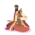 Traditional indian artist wedding musician man in national clothes playing on sarangi