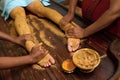 Traditional indian ayurvedic oil foot massage Royalty Free Stock Photo