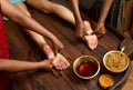 Traditional indian ayurvedic oil foot massage Royalty Free Stock Photo