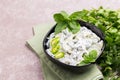 Indian cucumber raita with yoghurt, mint, cilantro. Greek tzatziki sauce Royalty Free Stock Photo