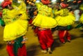 Traditional indian dancers at navratri festival in india at night