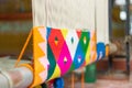 Traditional indian dari or carpet being woven on a manual loom Royalty Free Stock Photo