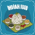 Traditional Indian dish Thali from rice