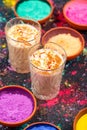 Traditional Indian drink thandai with saffron Royalty Free Stock Photo