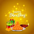 Traditional indian festival celebration greeting card with creative vector illustration of bhai dooj