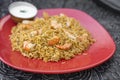 Traditional indian food Prawn Biryani with rice Royalty Free Stock Photo