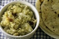 A Traditional Indian Fried Cabbage and Roti Royalty Free Stock Photo