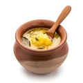 Traditional Indian Ghee and Spice Mixture in Clay Pot Royalty Free Stock Photo