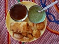Traditional Indian Holi Snacks with Chatni